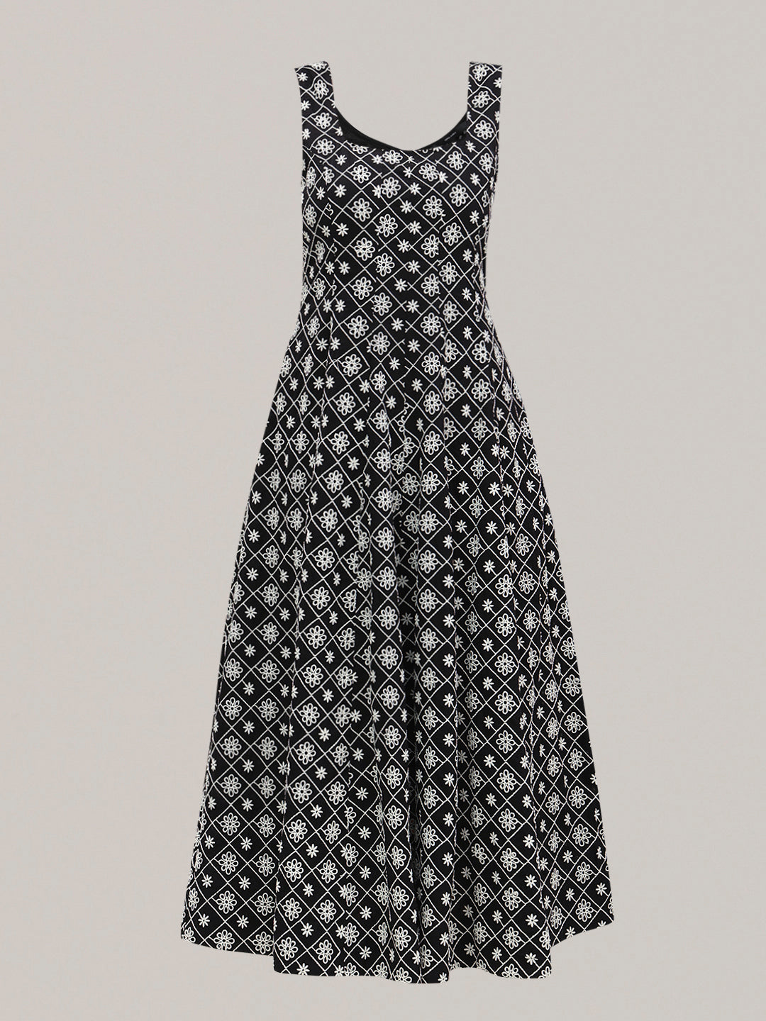 Black Printed Midi Dress