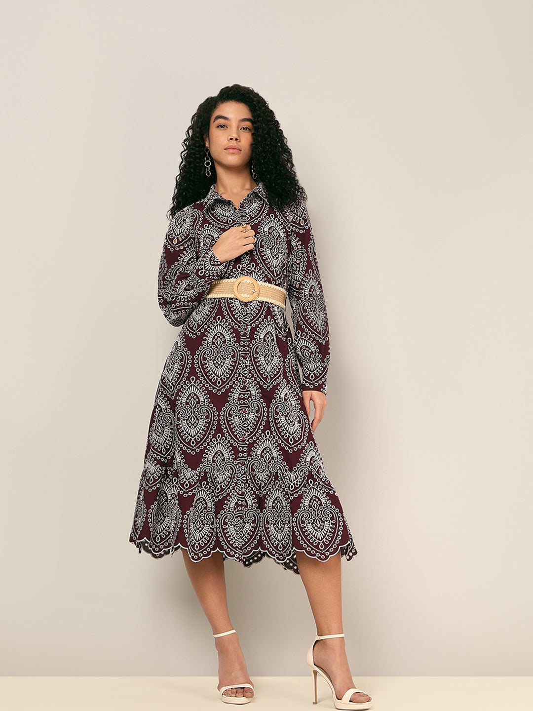 Embroidered Cotton Shirt Dress