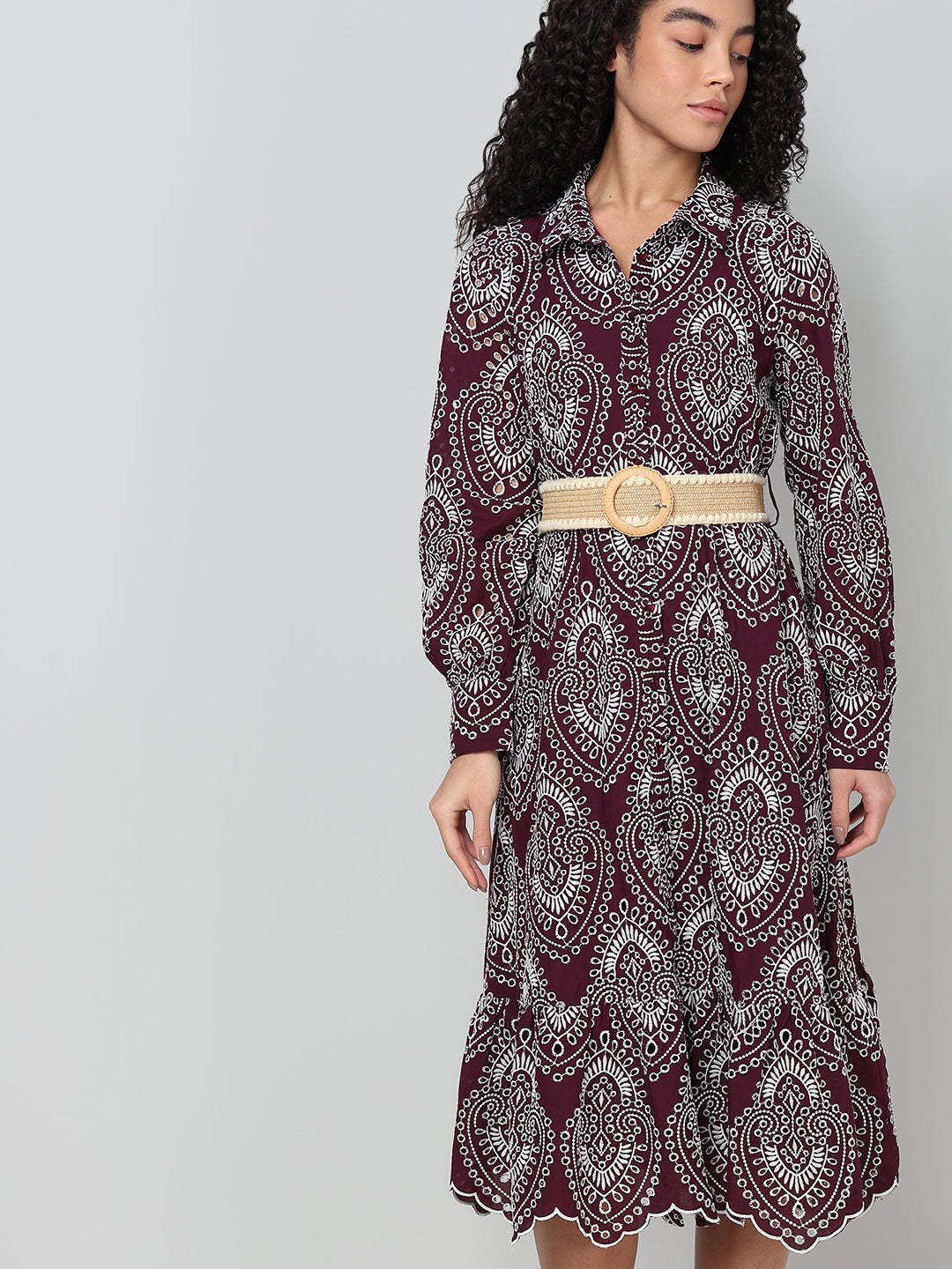 Embroidered Cotton Shirt Dress