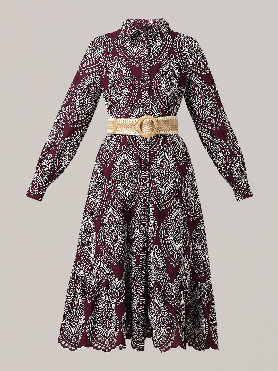 Embroidered Cotton Shirt Dress