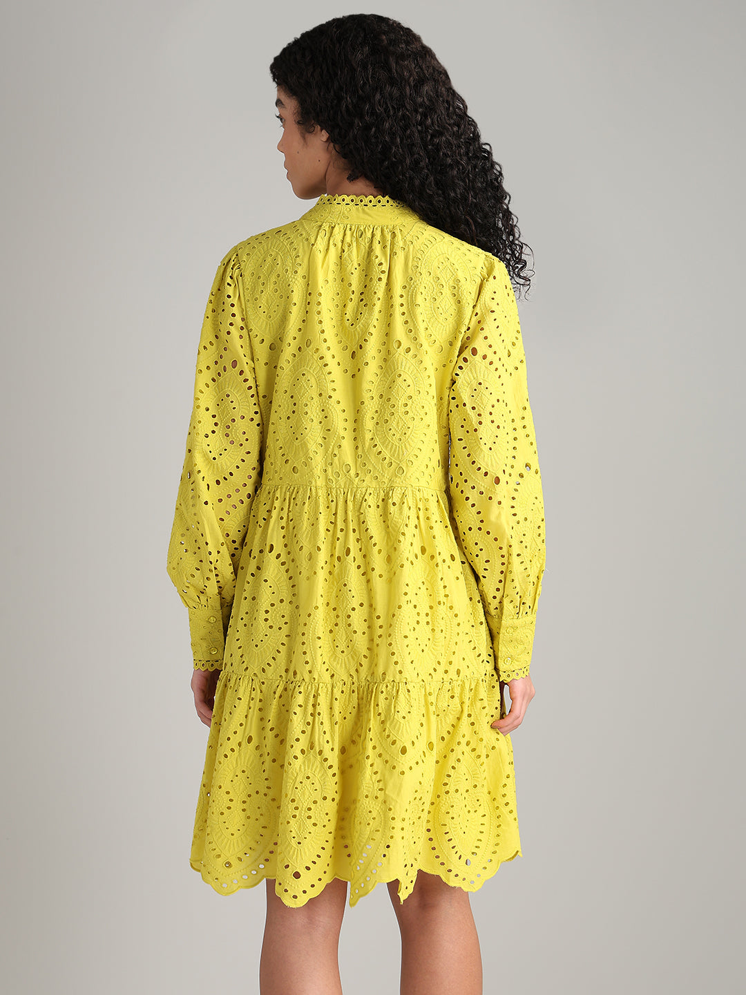 Yellow V-Neck Mini Dress