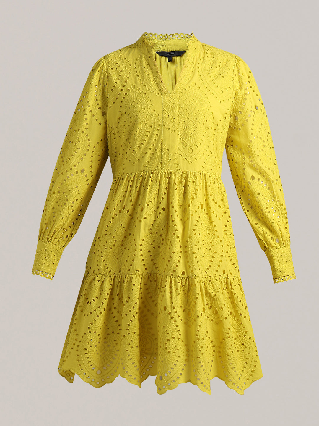Yellow V-Neck Mini Dress