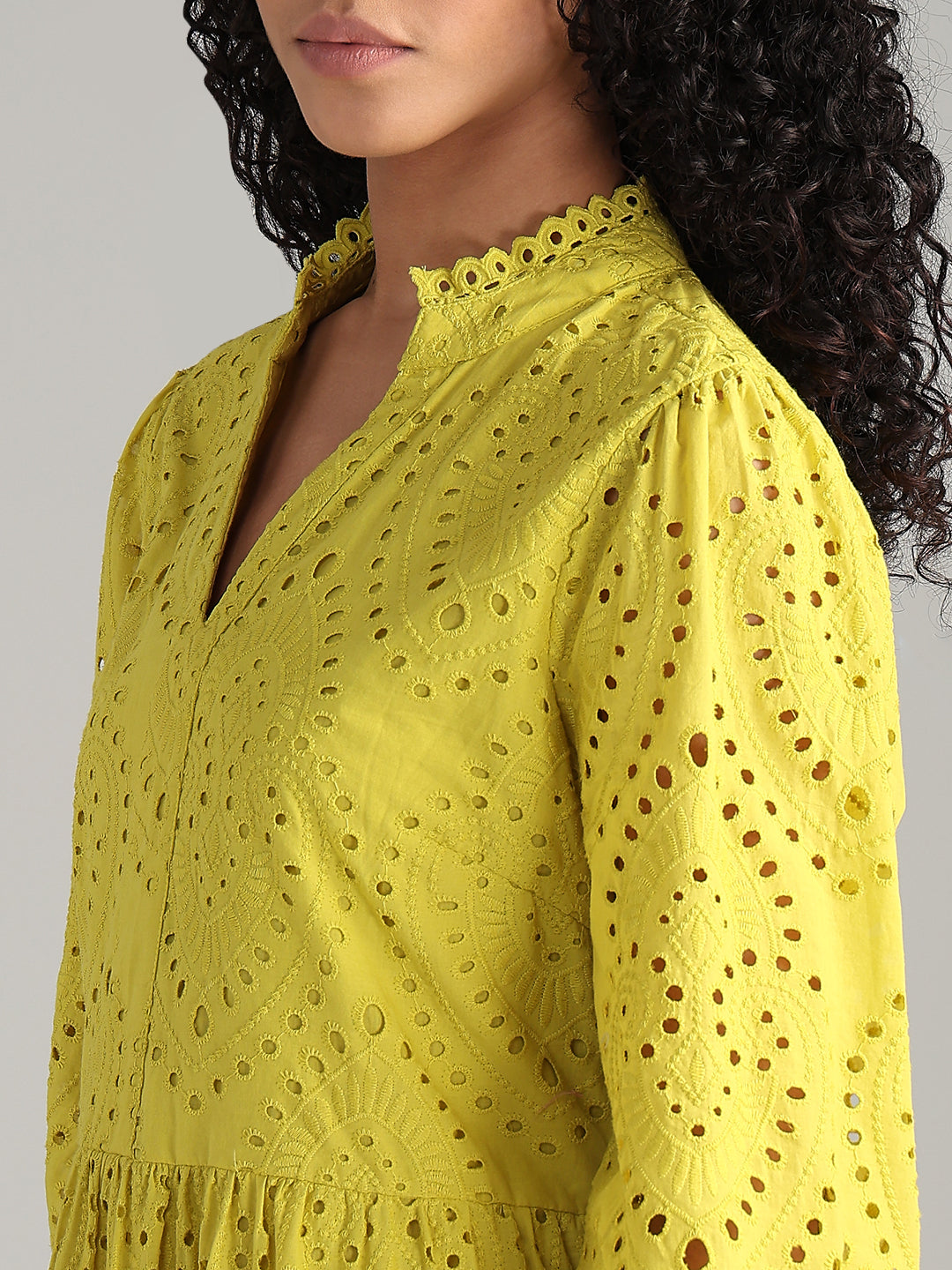 Yellow V-Neck Mini Dress