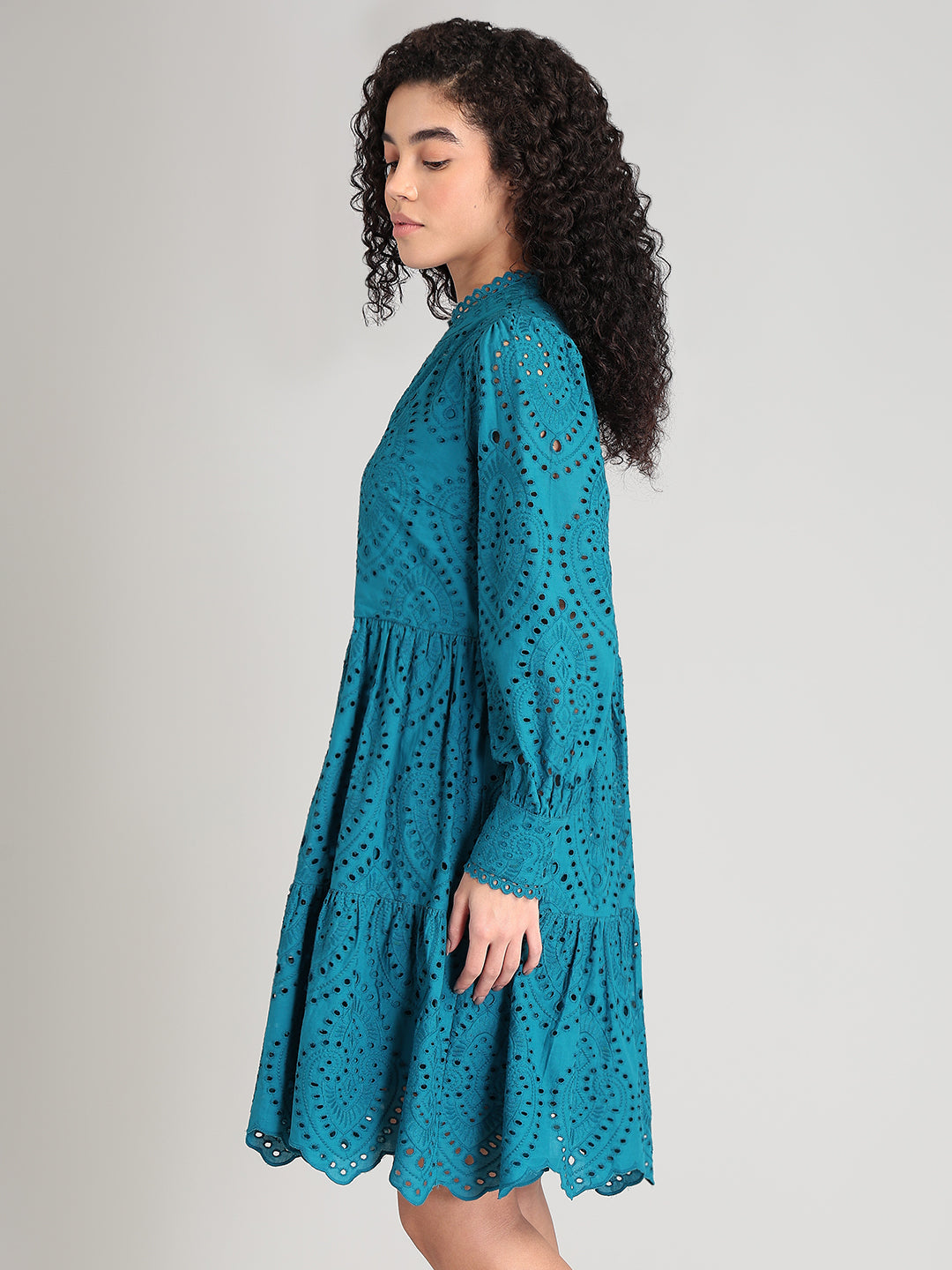 Deep Blue V-Neck Mini Dress