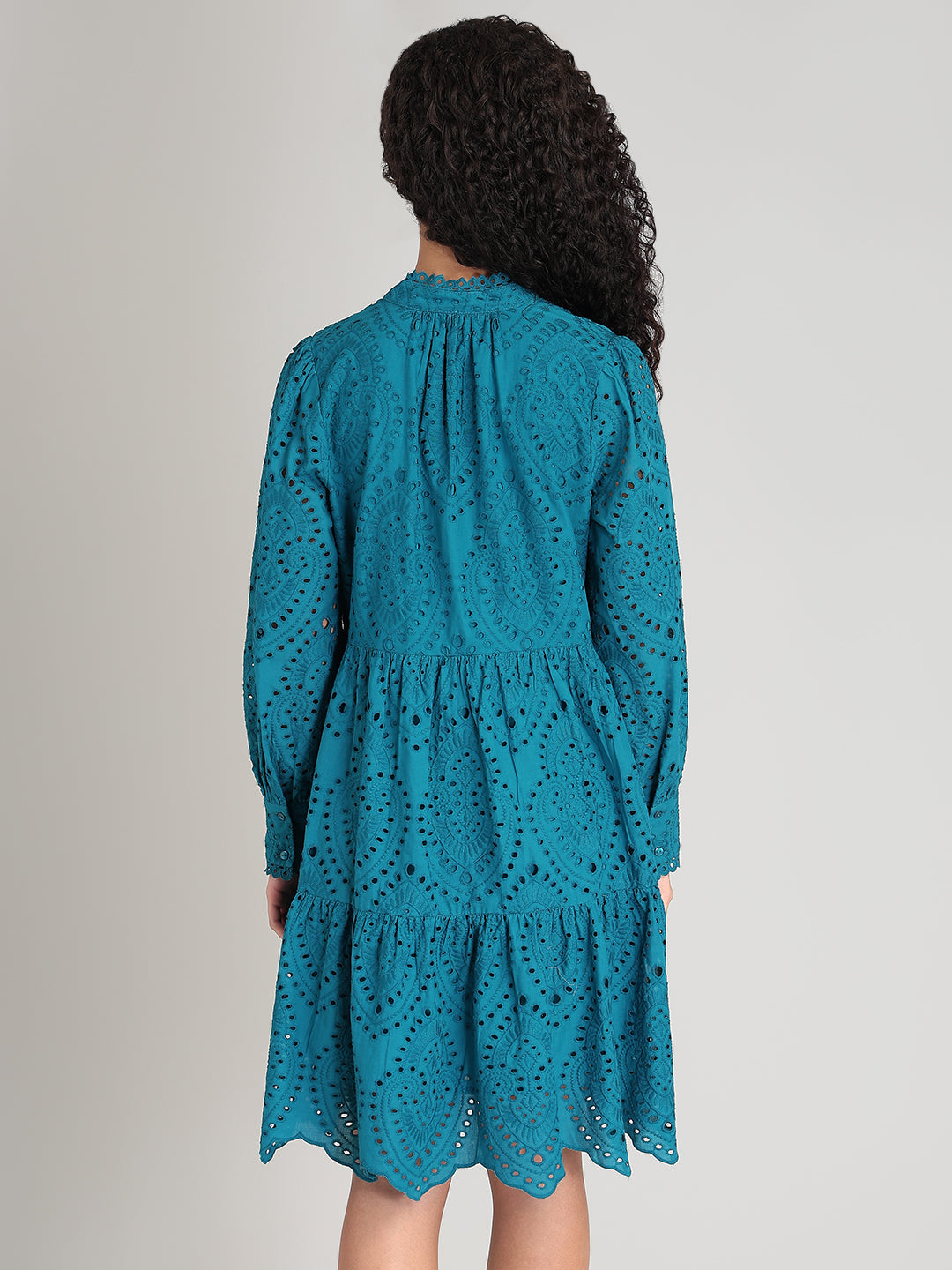 Deep Blue V-Neck Mini Dress
