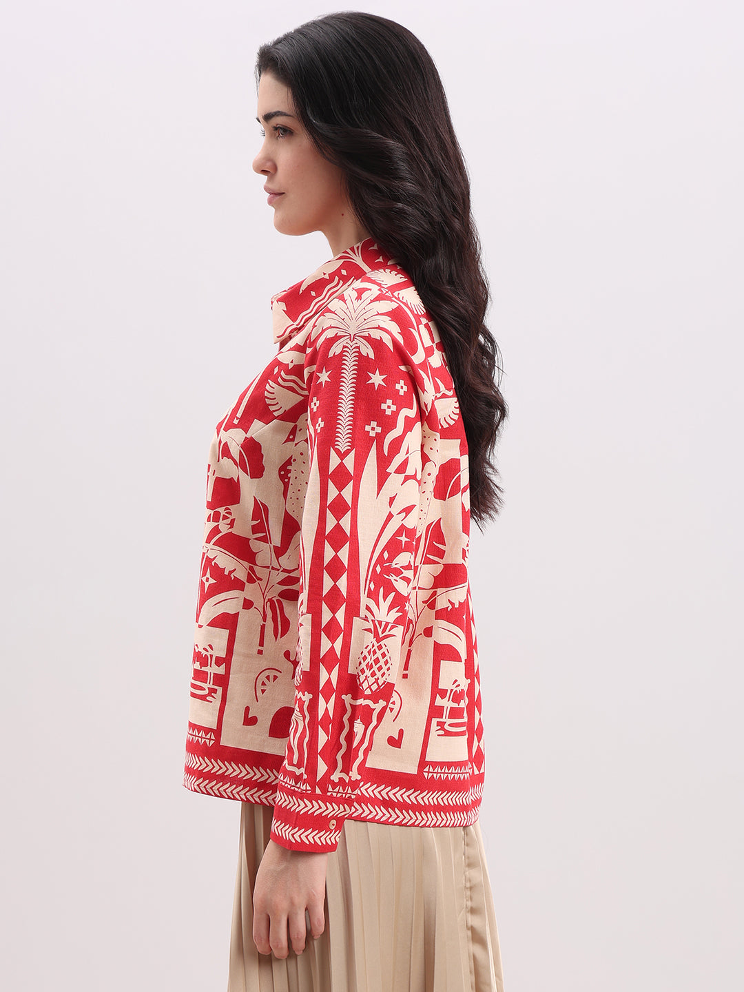 Ecru Printed Button-Down Shirt