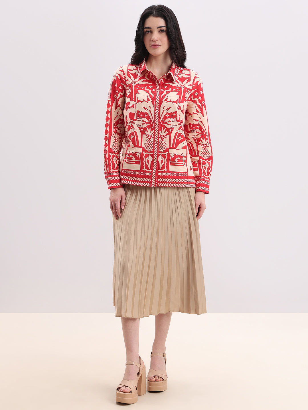 Ecru Printed Button-Down Shirt