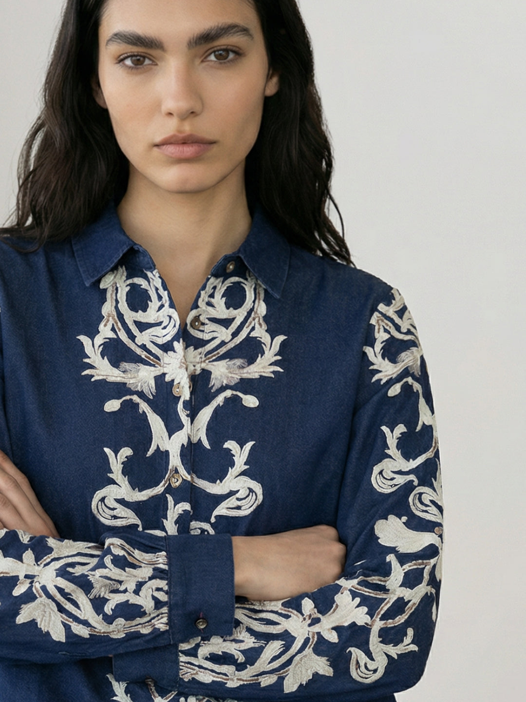 Navy Viscose Printed Shirt