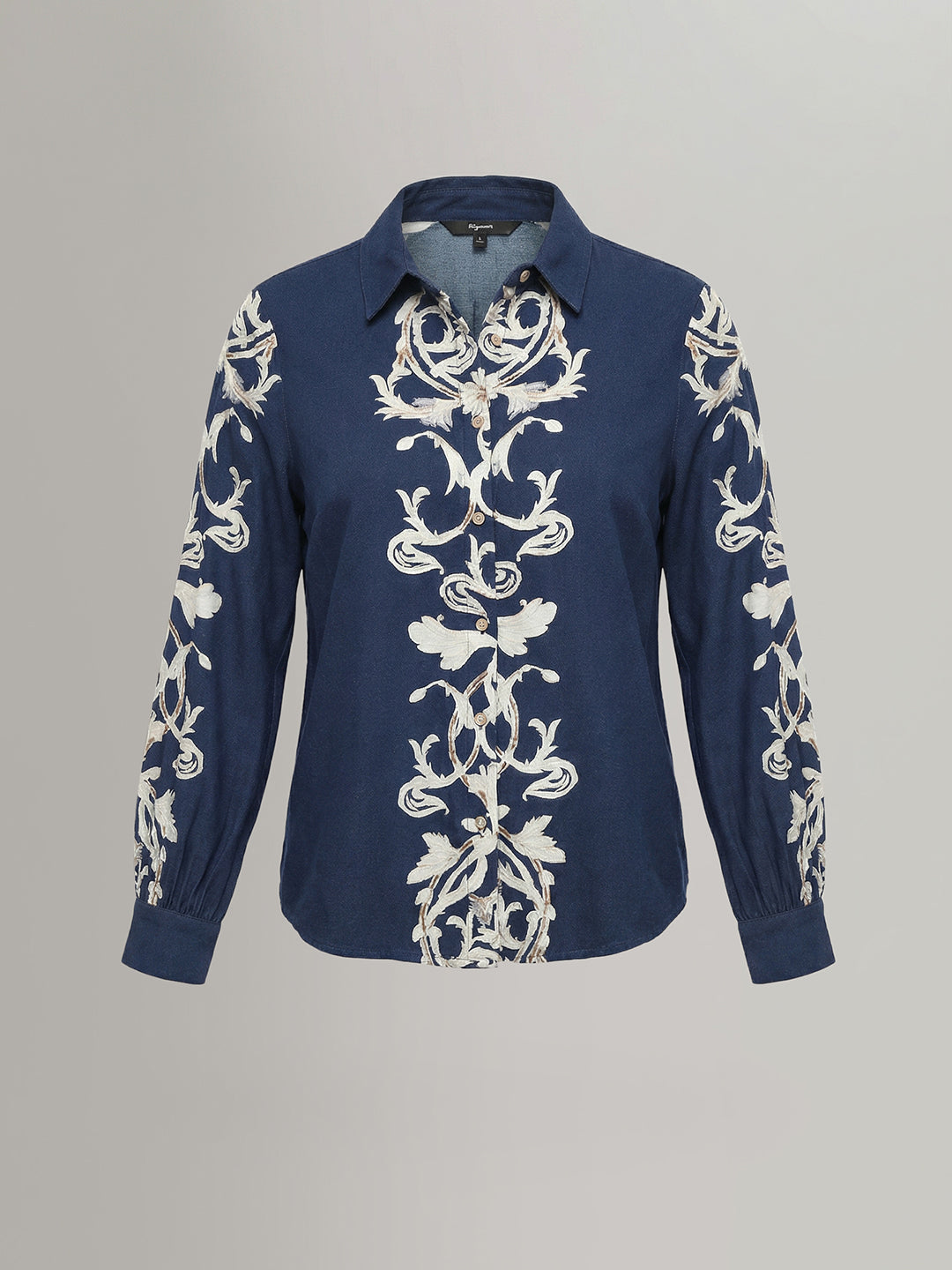 Navy Viscose Printed Shirt