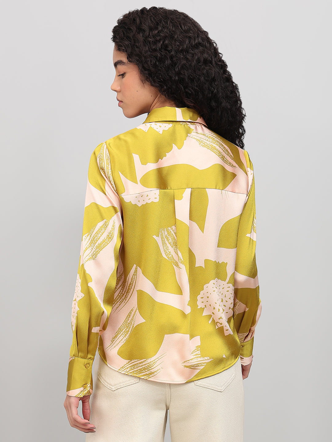 Lime Yellow Floral Print Shirt