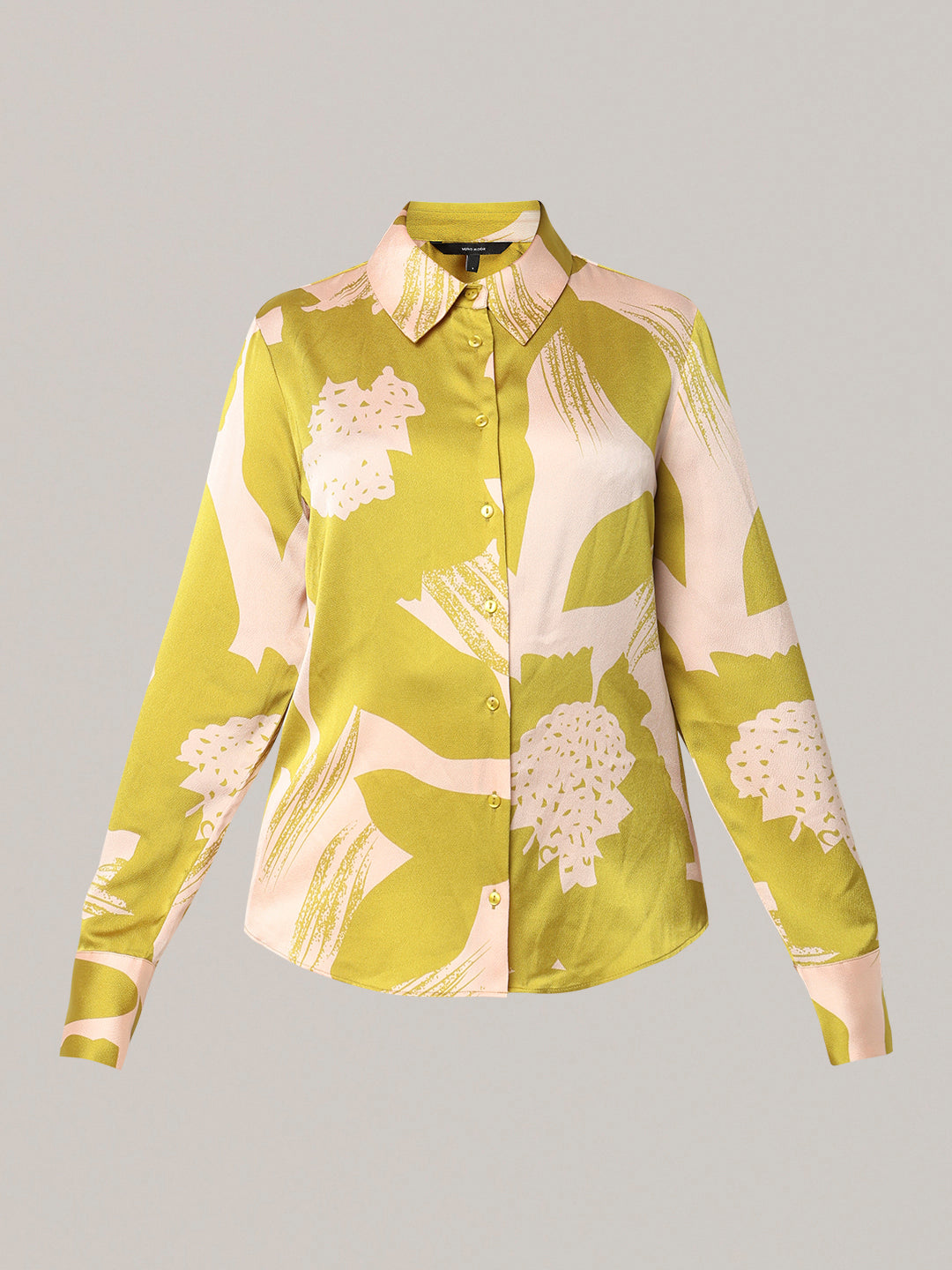 Lime Yellow Floral Print Shirt