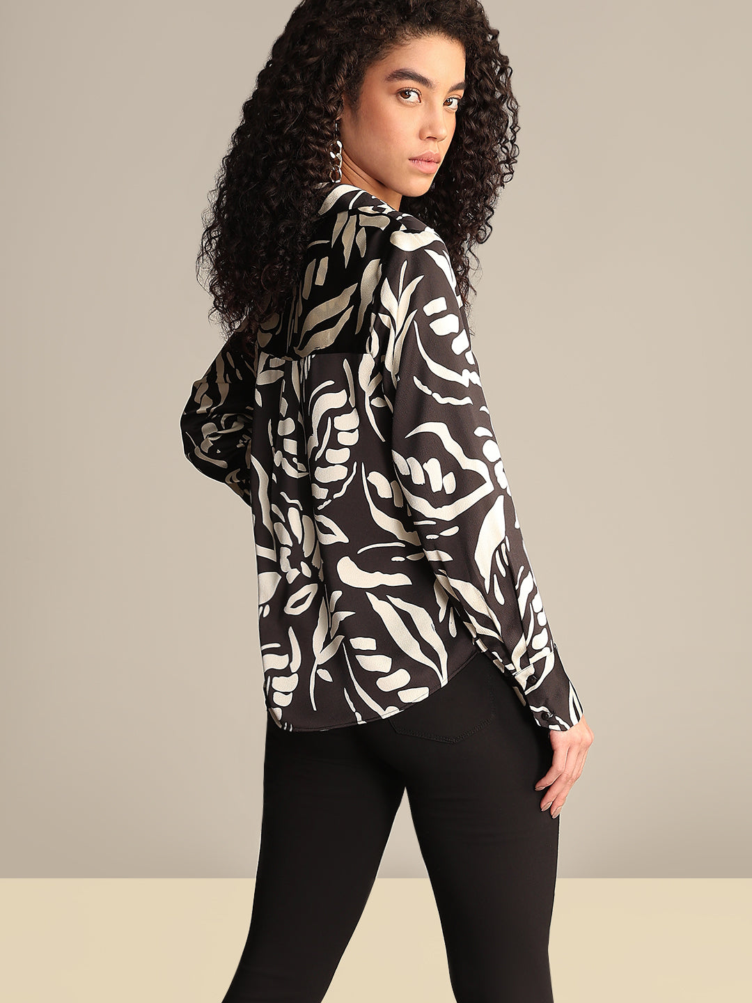 Black Printed Full Sleeves Shirt