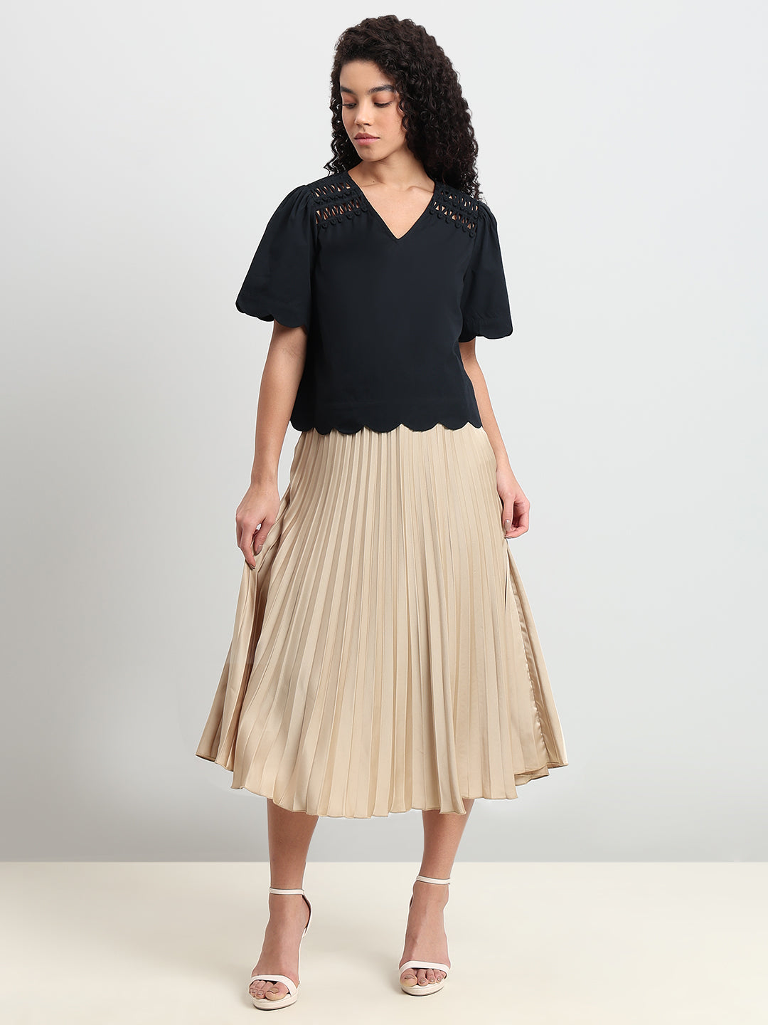 Black V-Neck Cotton Top