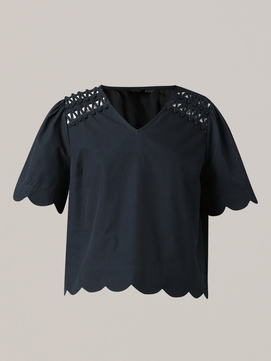 Black V-Neck Cotton Top