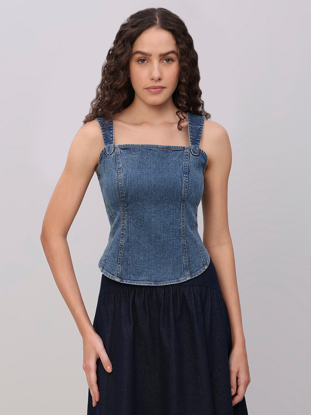 Blue Denim Corset Top