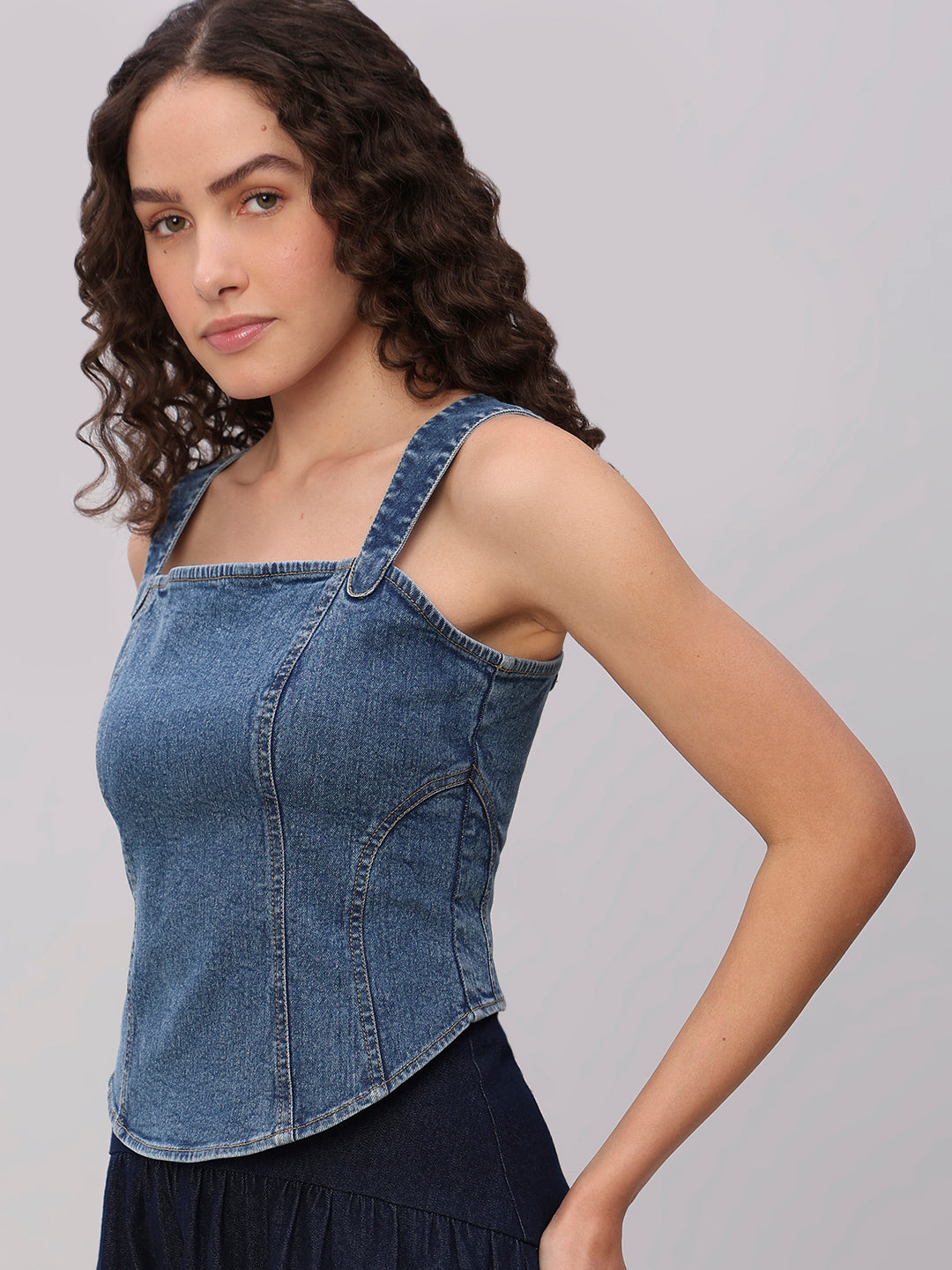 Blue Denim Corset Top