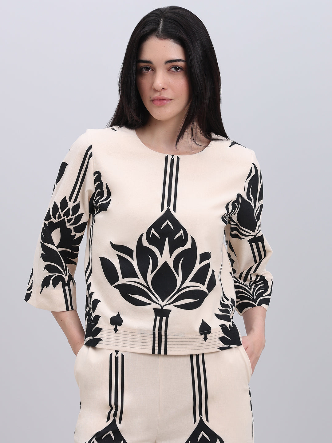 Ecru Printed Top