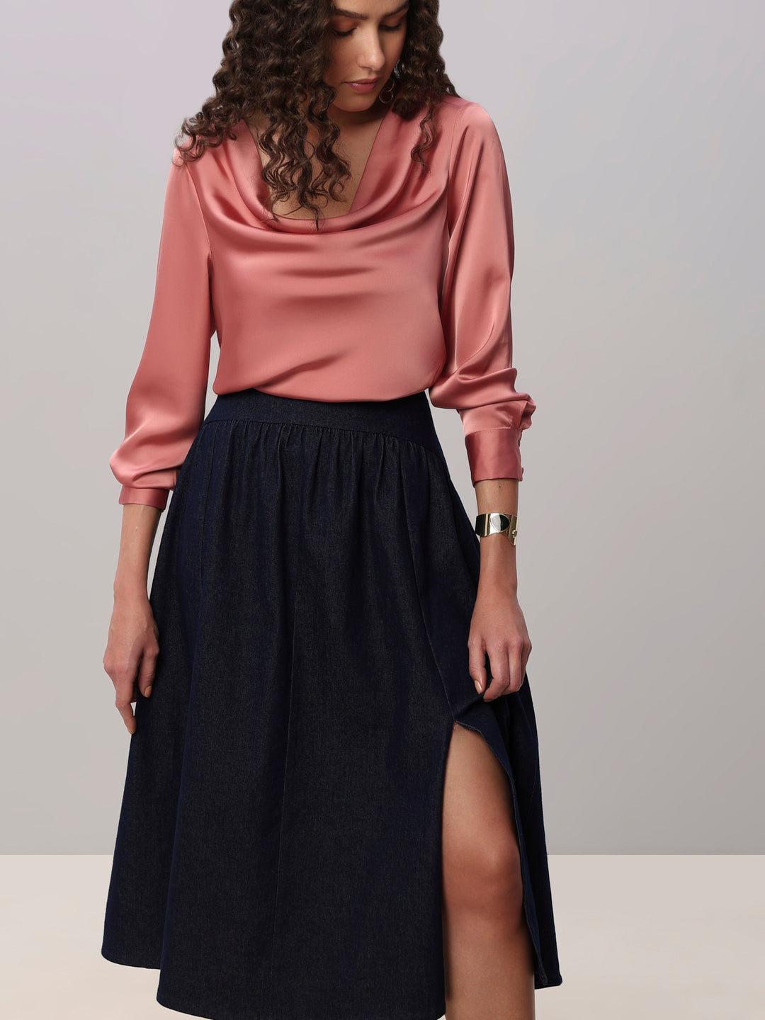 Blush Pink Cowl Neck Top