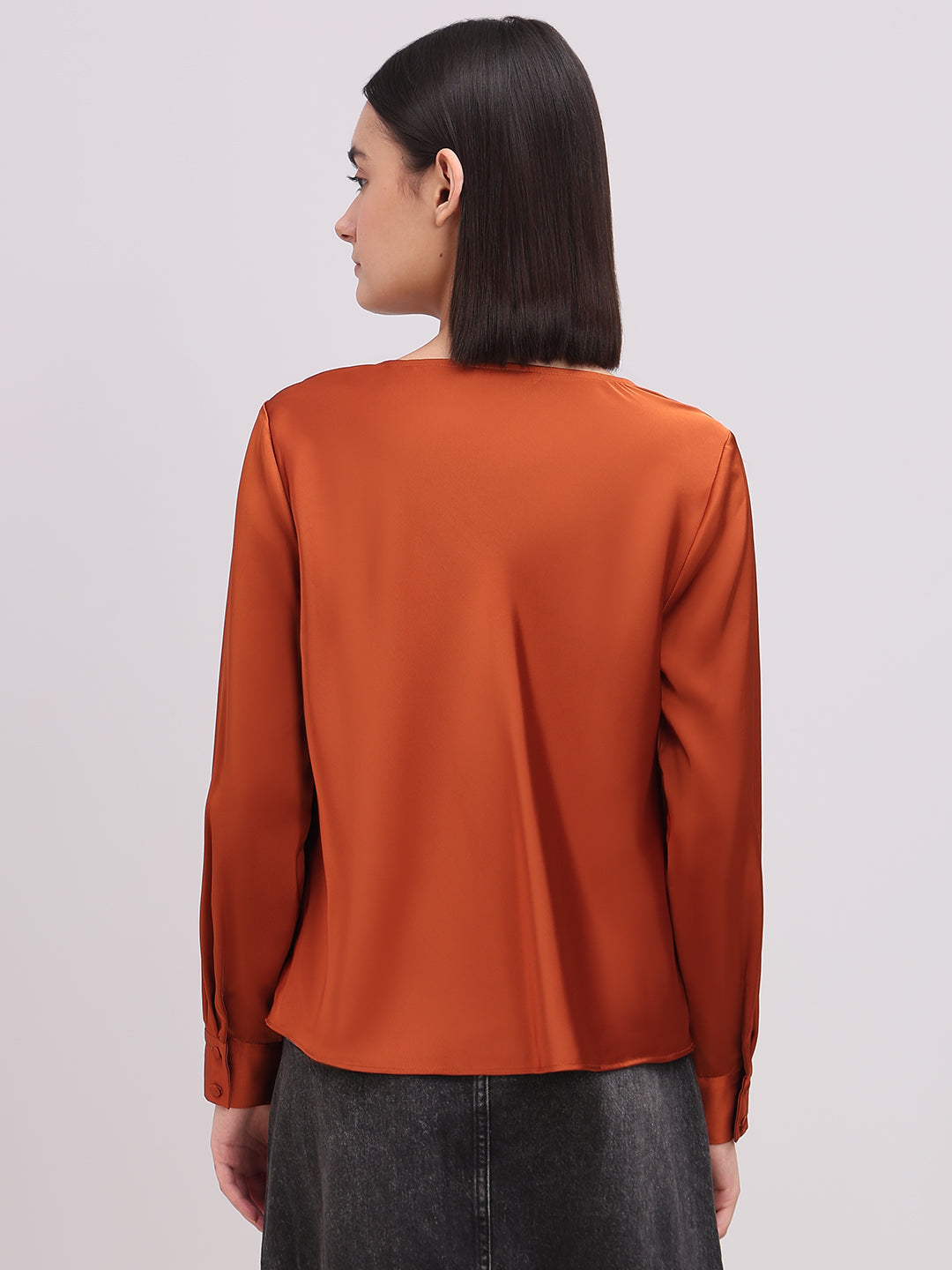 Rust Orange Cowl Neck Top