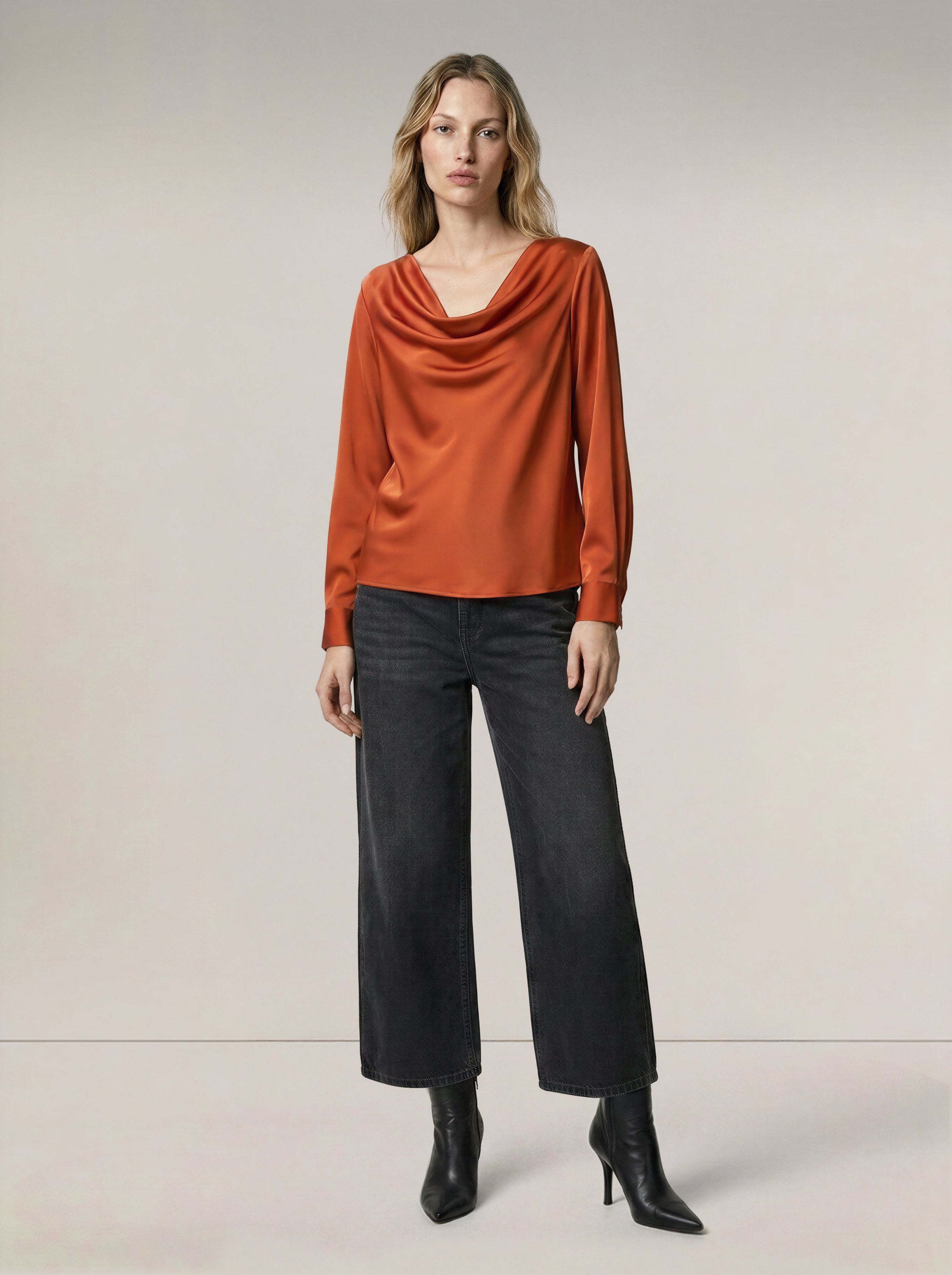 Rust Orange Cowl Neck Top