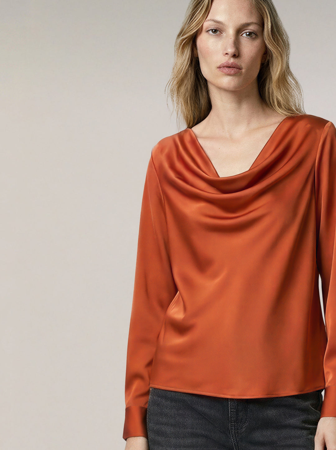 Rust Orange Cowl Neck Top