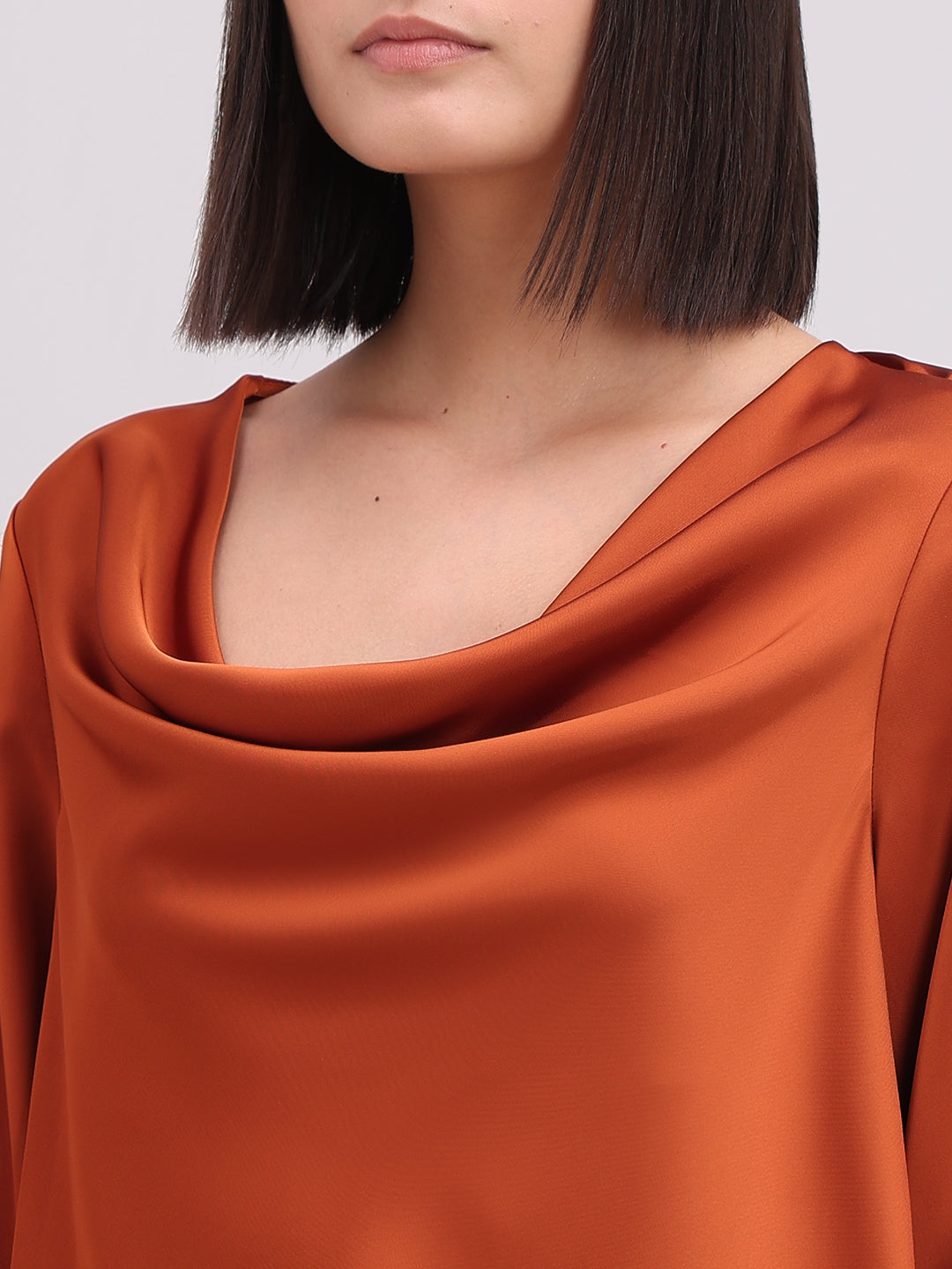 Rust Orange Cowl Neck Top
