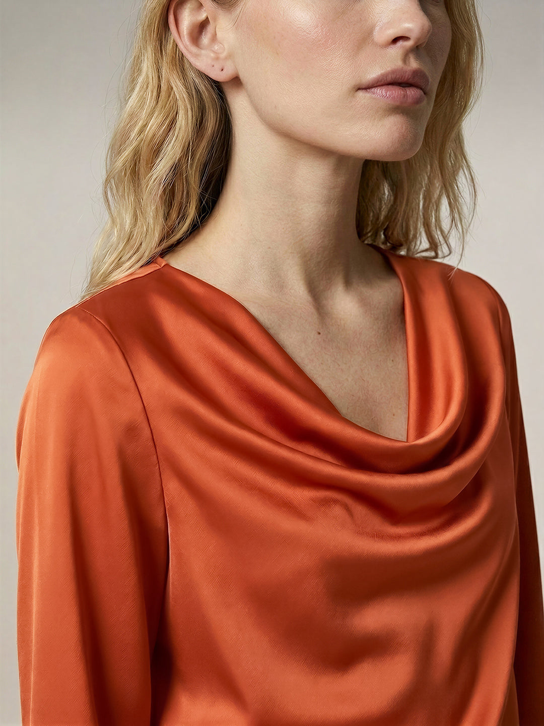 Rust Orange Cowl Neck Top