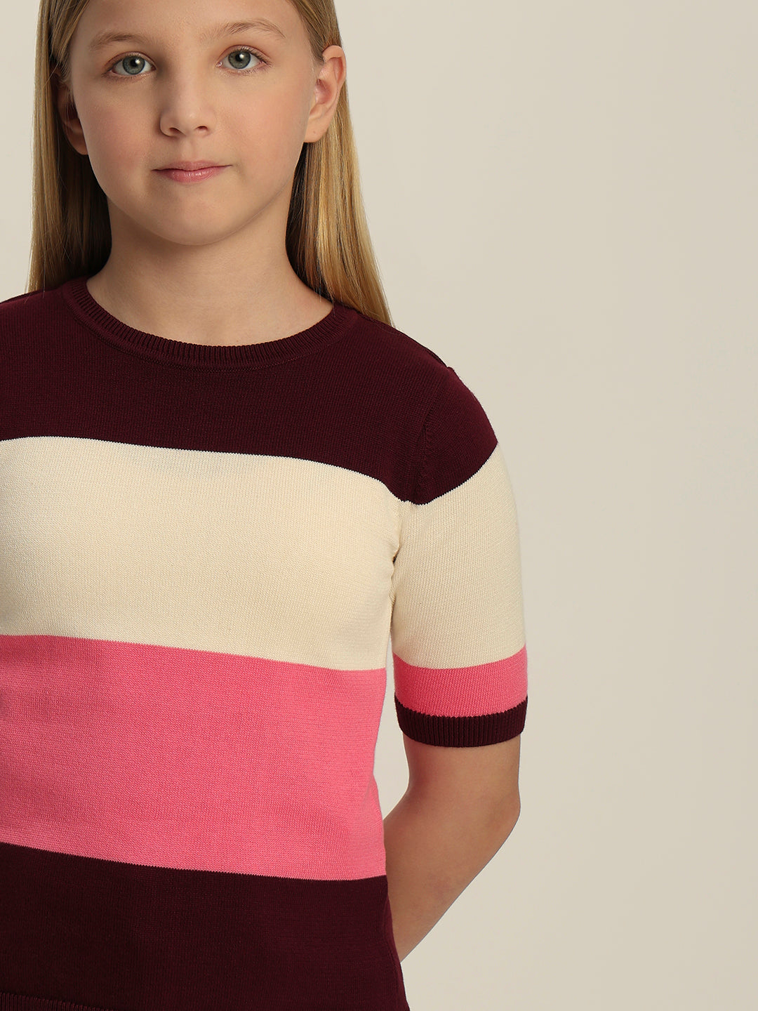 Girls Colourblocked Knit Top