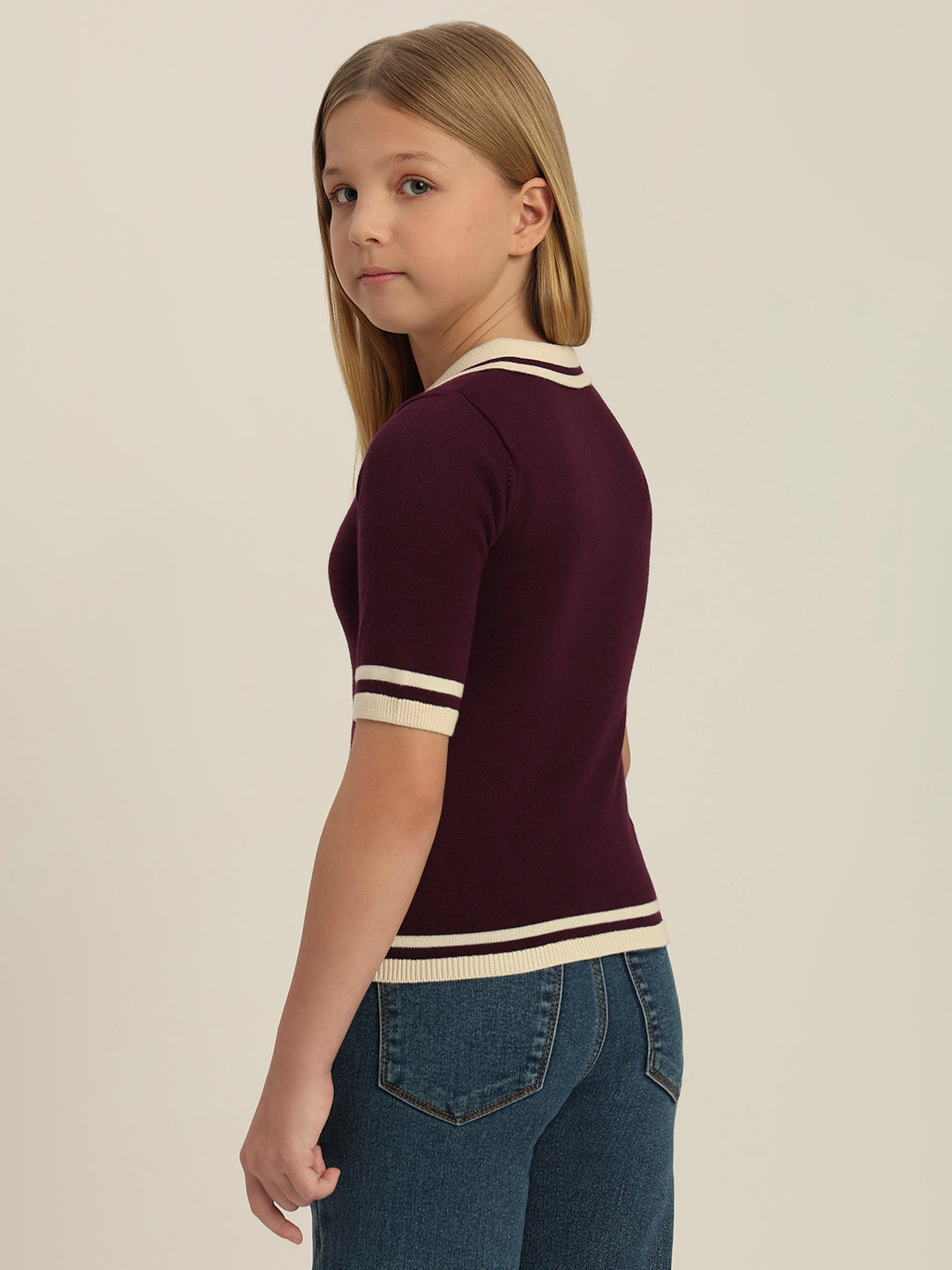 Girls Contrast Tipping Knit Polo