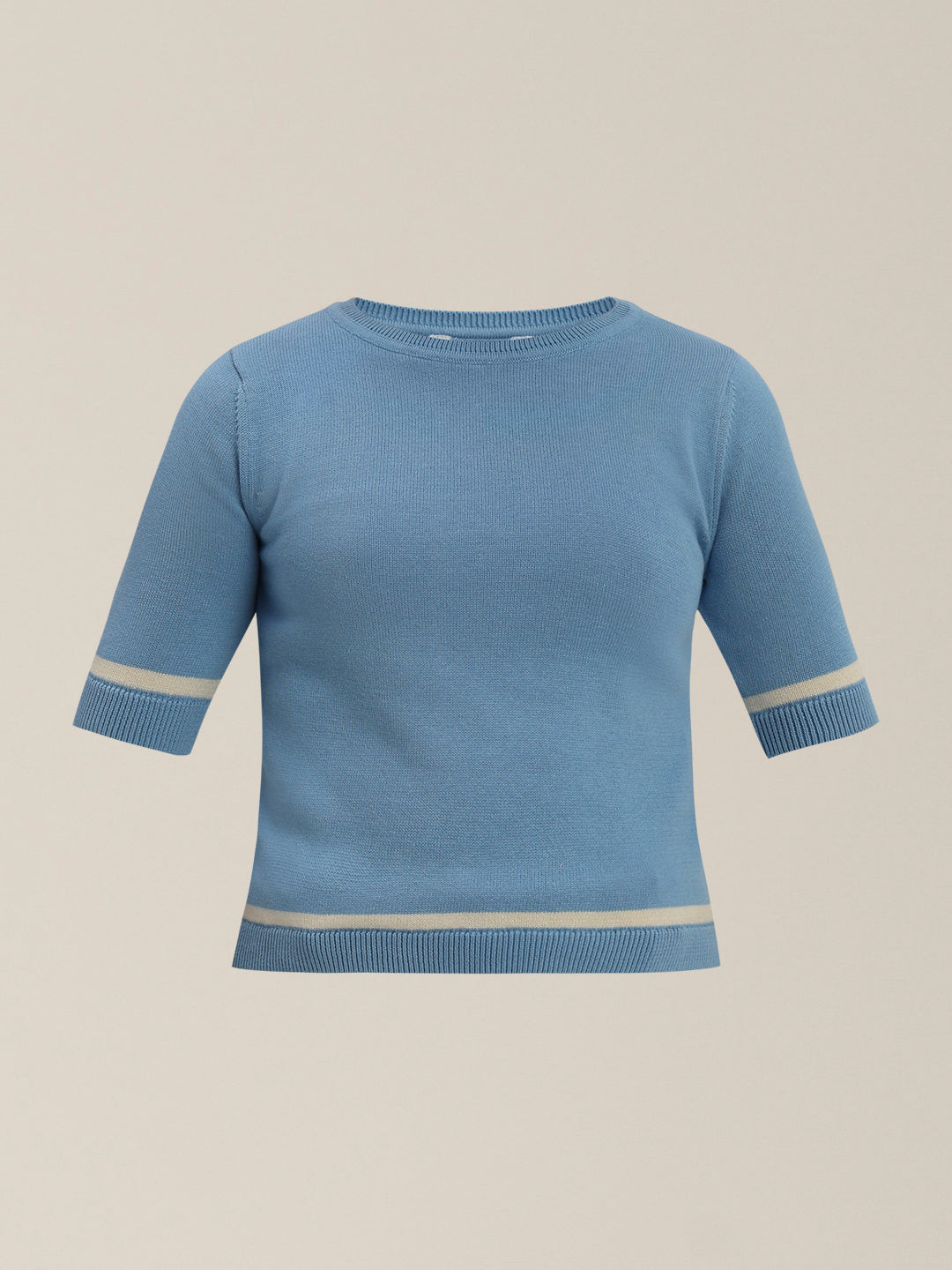 Girls Blue Short Sleeves Knit Top