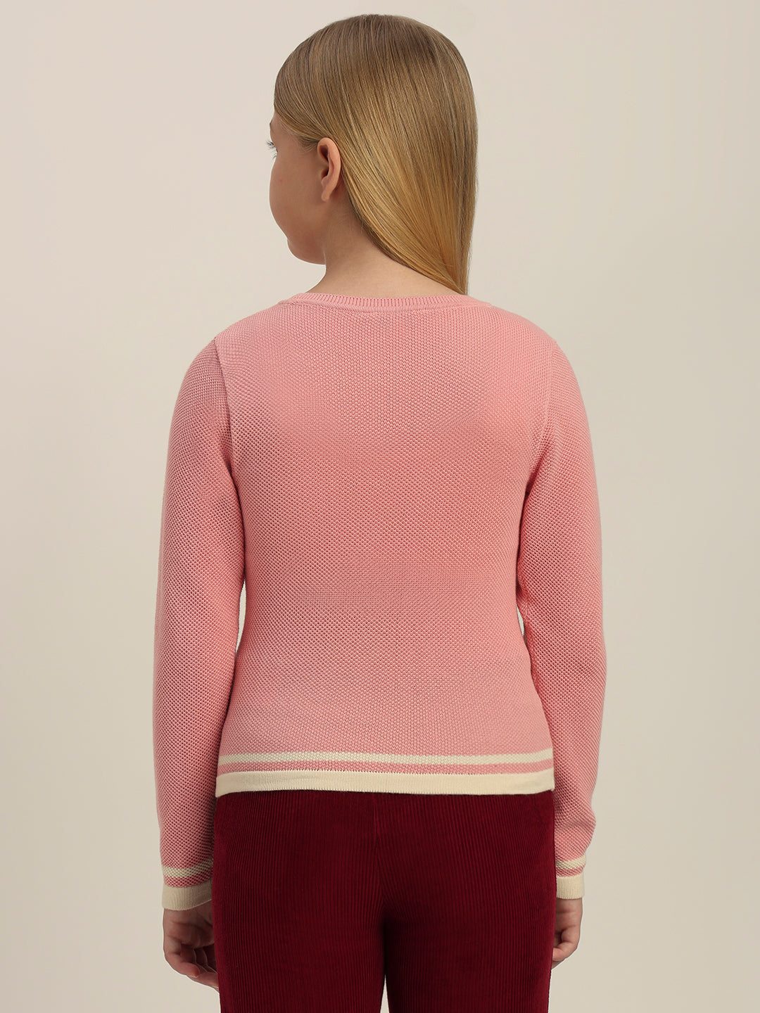 Girls Pink Full Sleeves Pullover