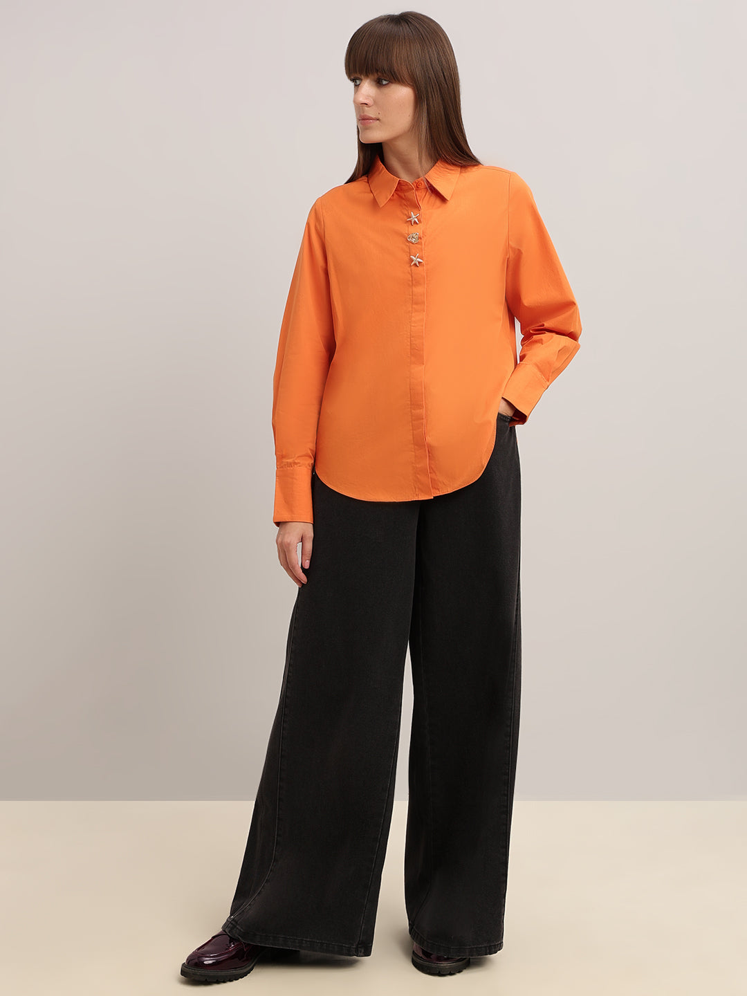 Orange Cotton Shirt