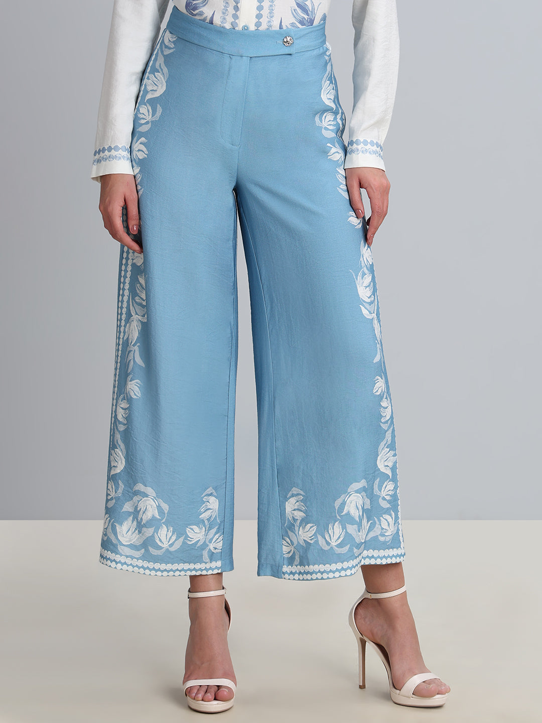 Light Blue Printed Pants