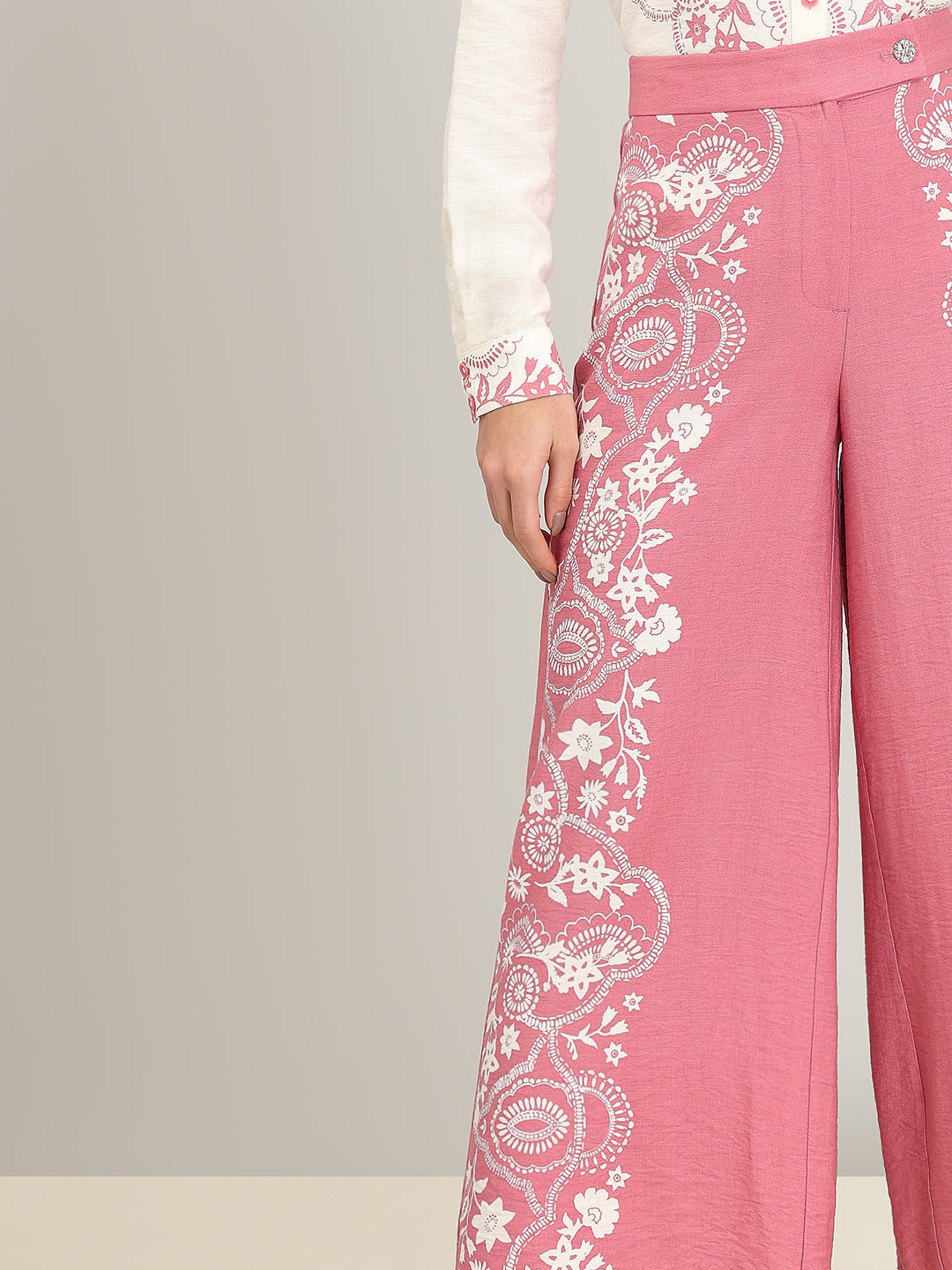 Light Pink Printed Pants