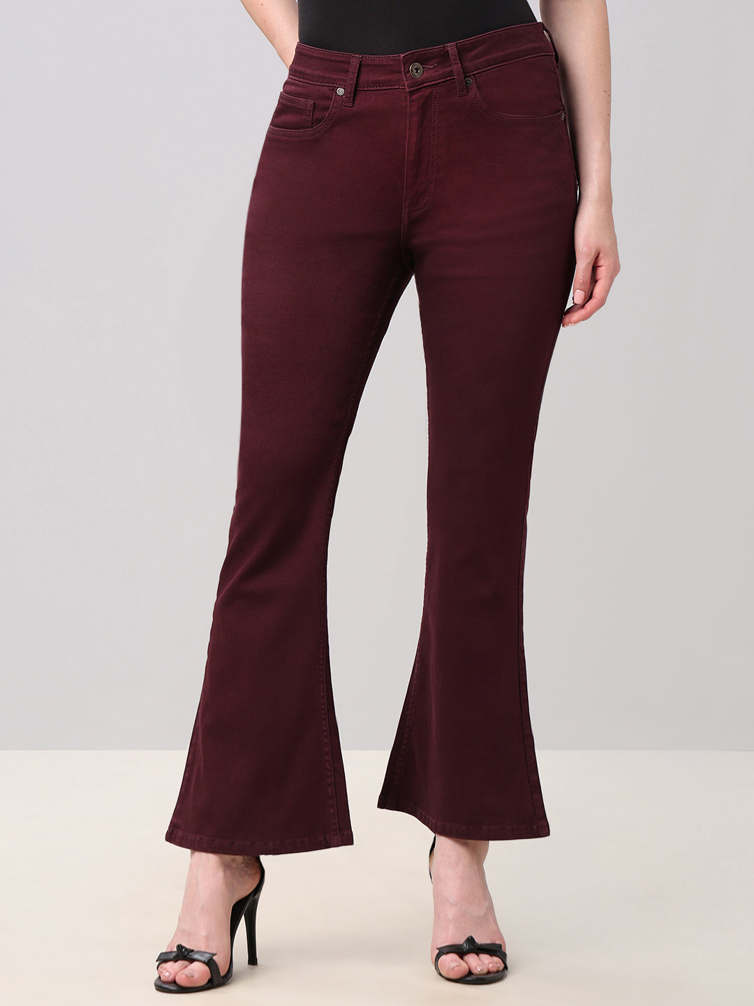 Maroon High Rise Eric Bootcut Jeans