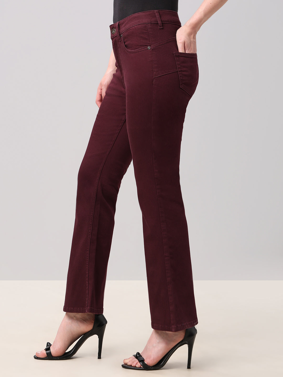 Maroon High Rise Eric Bootcut Jeans