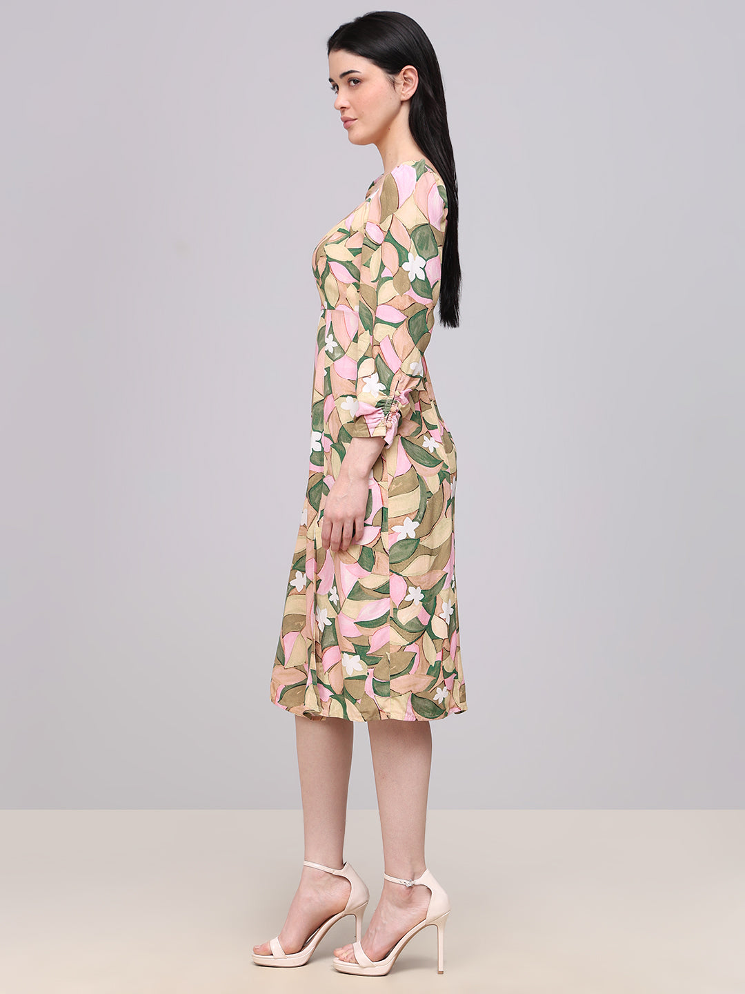 Printed Viscose Midi Dress