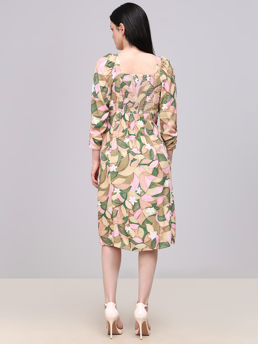 Printed Viscose Midi Dress