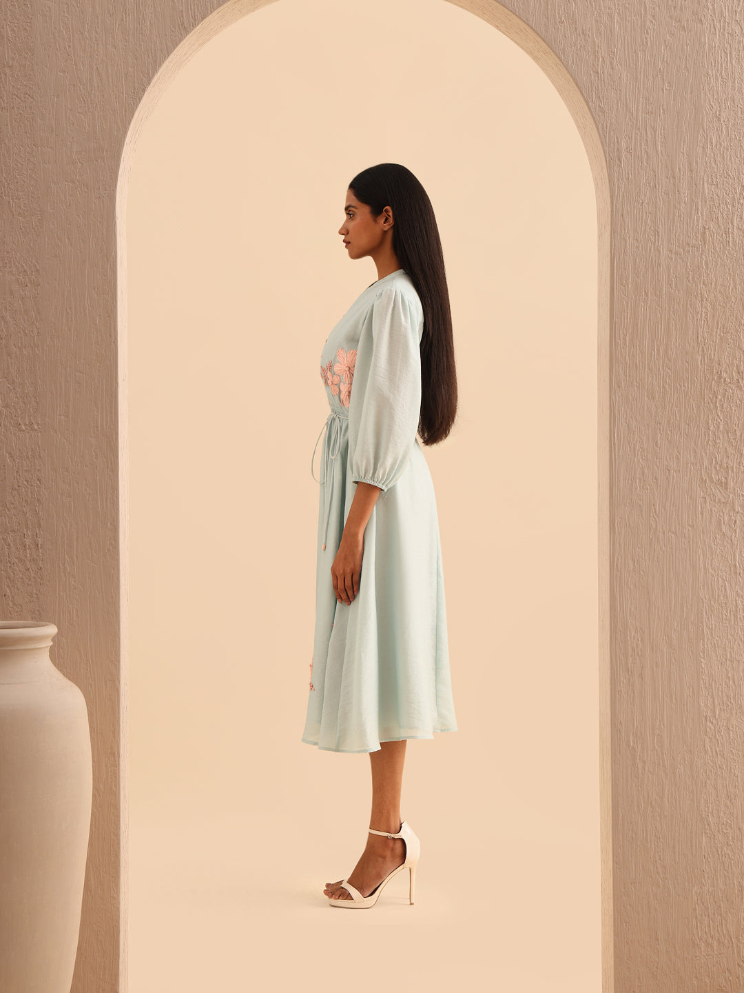 Floral Print V-Neck Midi Dress