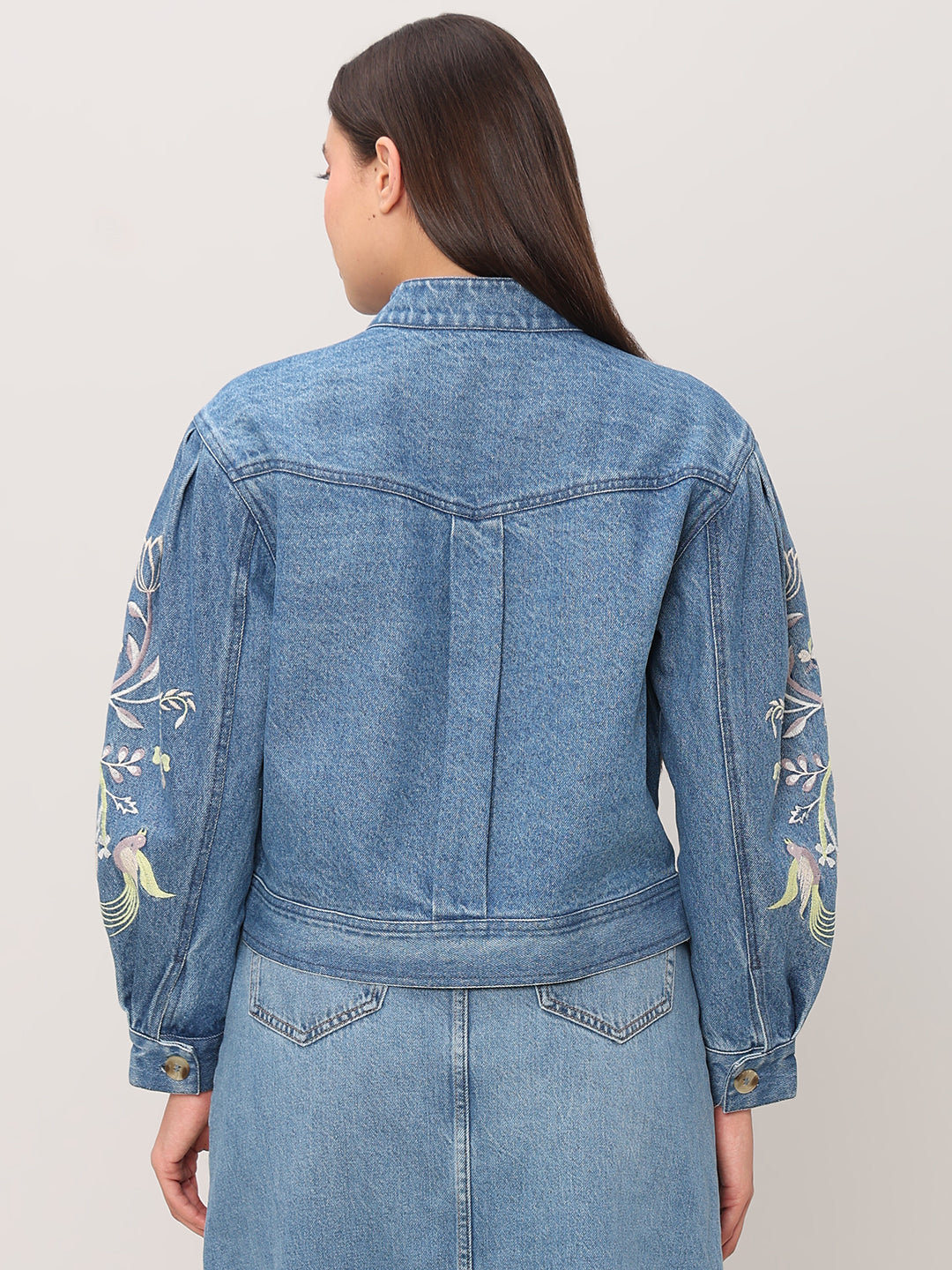 Embroidered Sleeves Denim Jacket