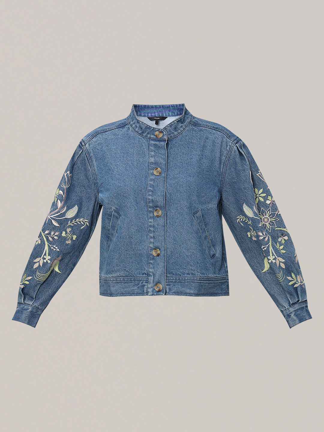 Embroidered Sleeves Denim Jacket