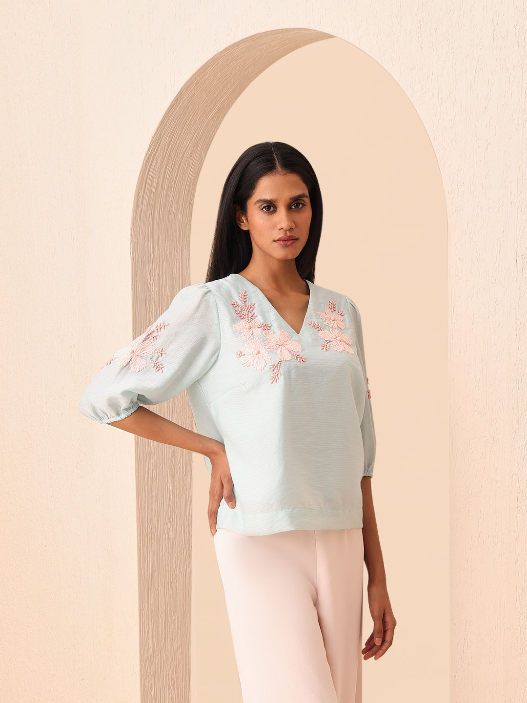 Floral Print V-Neck Top