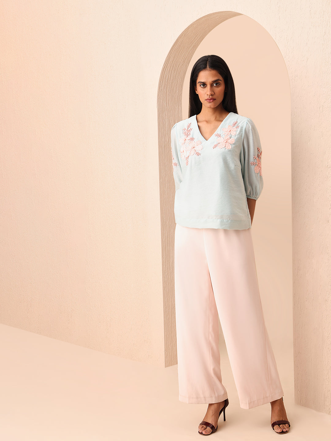 Floral Print V-Neck Top