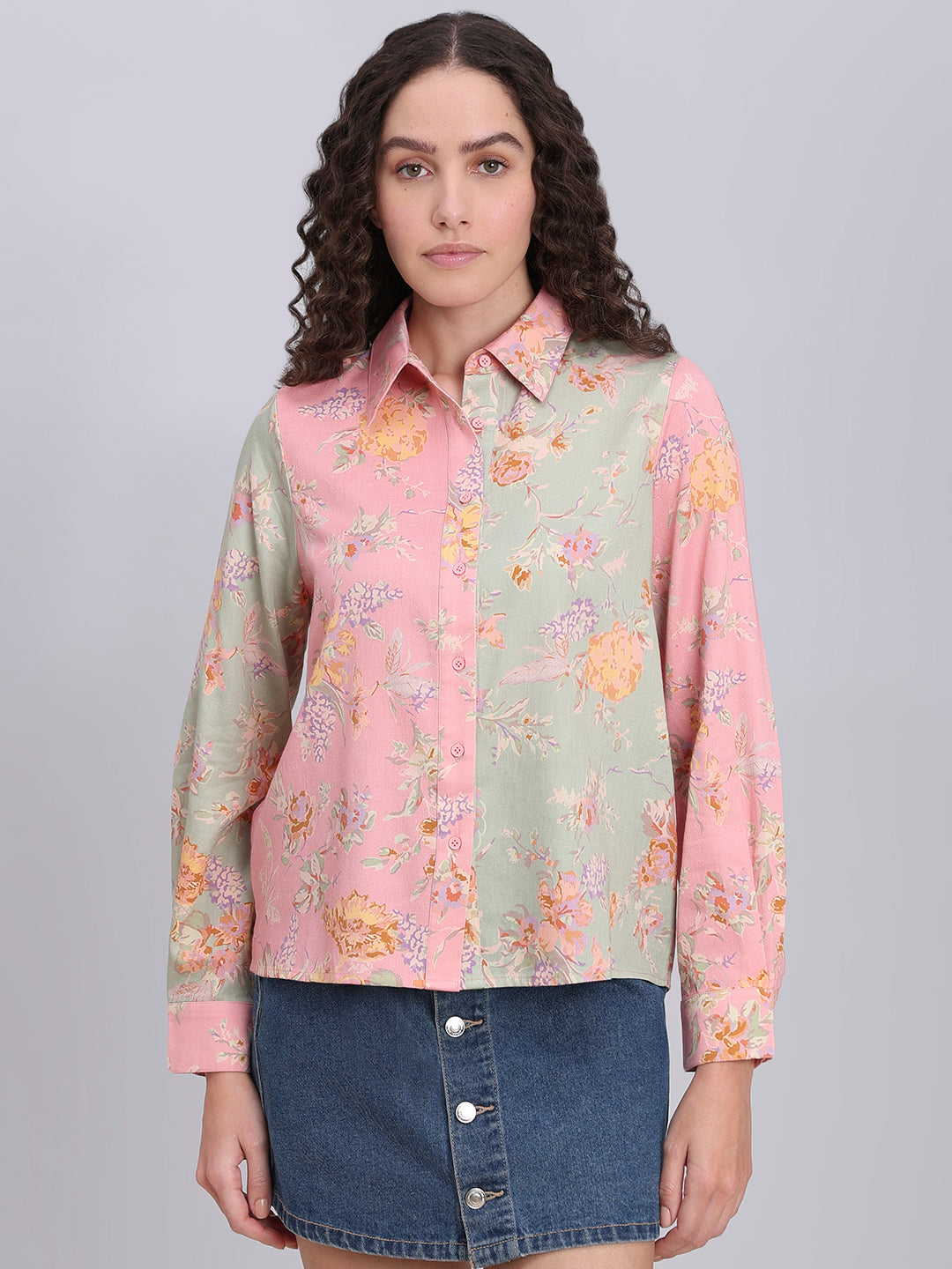 Floral Colourblocked Shirt