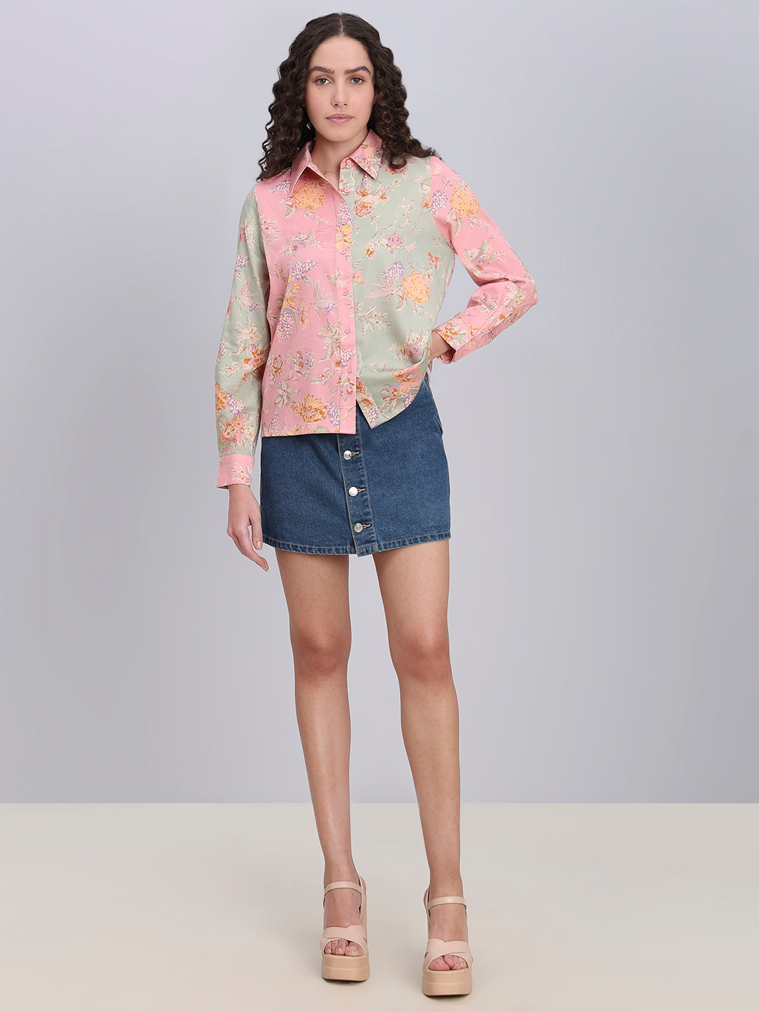 Floral Colourblocked Shirt