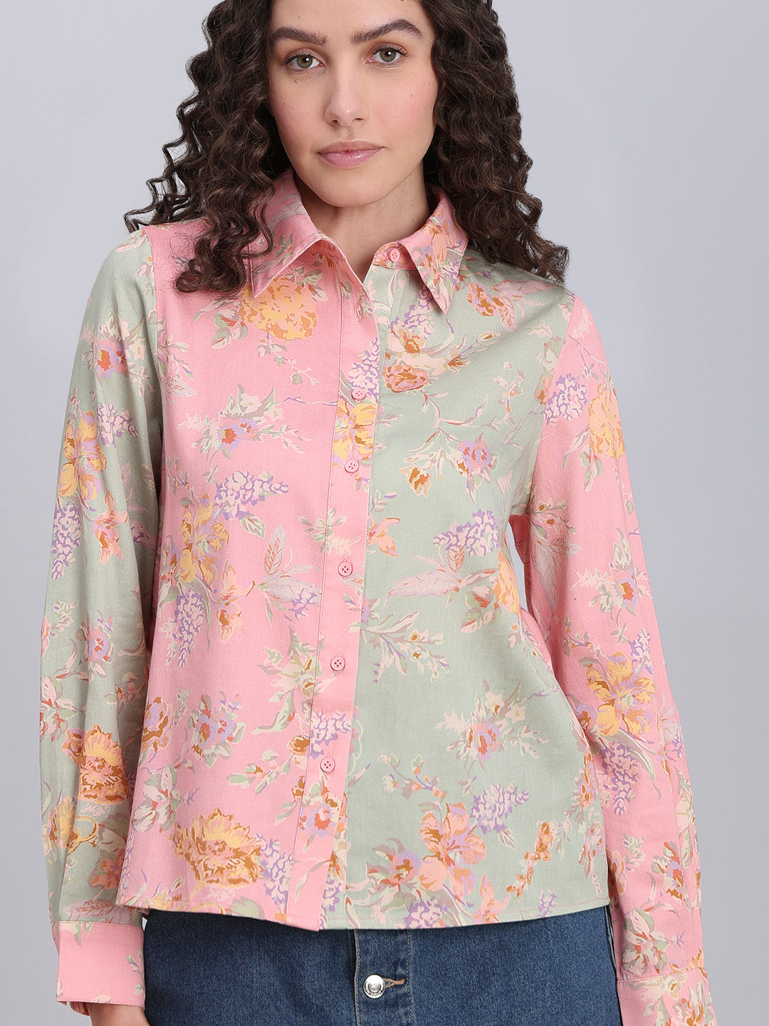 Floral Colourblocked Shirt