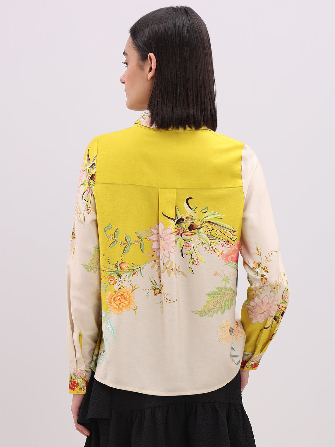 Yellow Floral Cotton Shirt