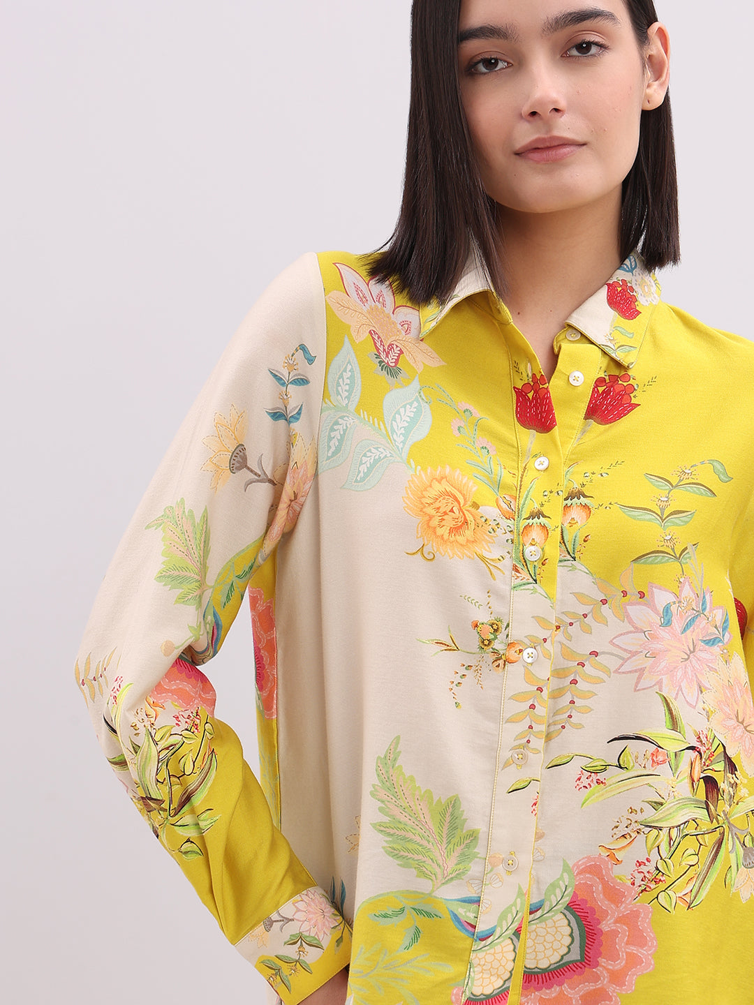 Yellow Floral Cotton Shirt