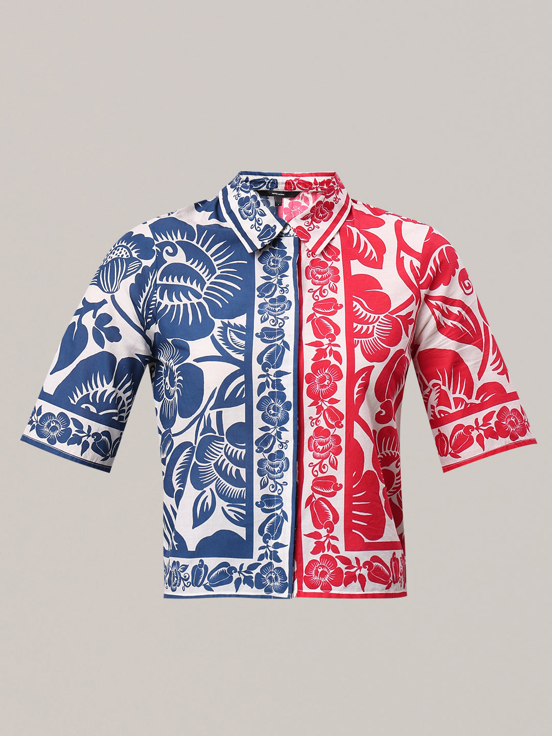 Colourblocked Printed Cotton Shirt