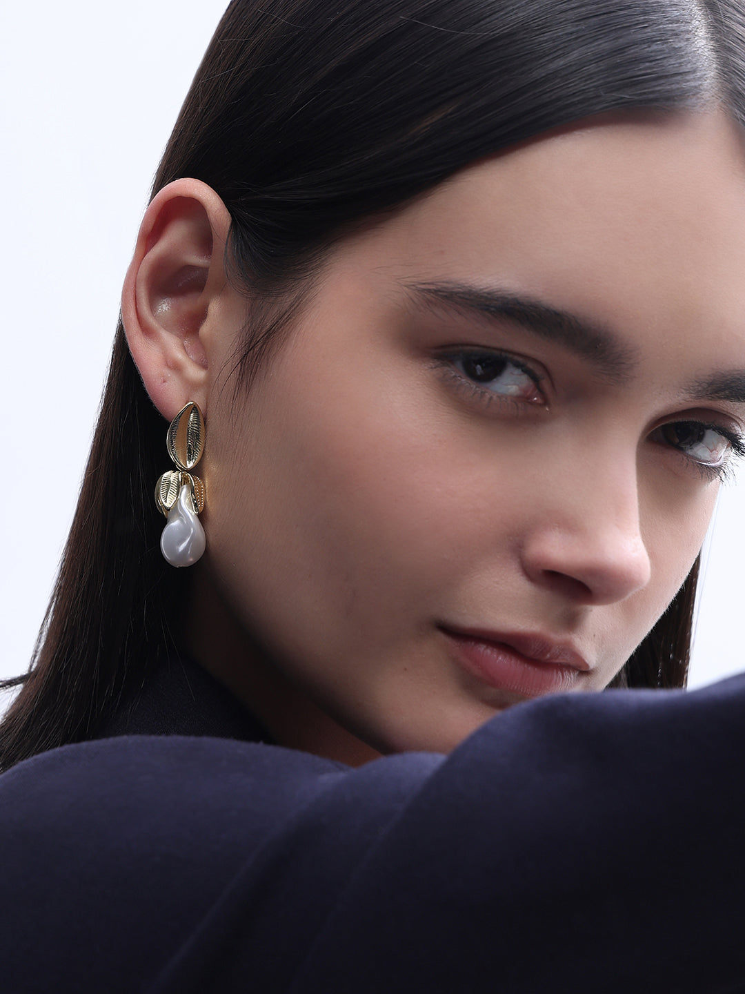 Gold-Tone Pearl Drop Earrings